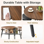Pamapic Round Dining Table Set for 4, Kitchen Table and Chairs for 4, Dining Room Circle Dinner Pedestal Table, Solid Metal Frame,Space Saving Wood Small Kitchen & Dining Room Furniture,Walnut