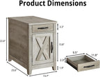 IRONCK End Table with Charging Station, Narrow Side Table for Living Room, Night Stand Set of 2 with Drawer and Cup Holder, Farmhouse Bedside Table with USB Ports and Outlets for Home, Beige Maple