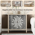 31" Carved Sideboard Buffet Cabinet, Decorative Storage Cabinet with 2 Doors and Adjustable Shelf, Farmhouse Vintage Accent Cabinet for Living Room, Entryway, Kitchen, Black