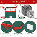 Christmas Ornament Storage Box Stores 64 Ornaments, with Adjustable Dividers, 4 Removable Trays, Dual Zippers, Non-Woven Christmas Ornament Organizer Holder, Christmas Ball Storage Container