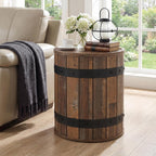 Tribesigns Round End Table with Hidden Storage, 19.68" Barrel Side Table, Farmhouse Wood End Table with Removable Lid, Sofa Side Bedside Nightstand for Living Room, Rustic Brown