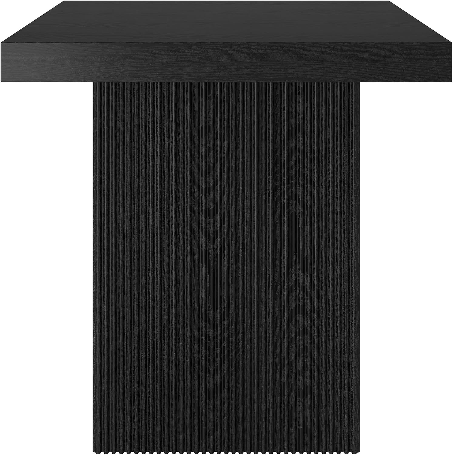 Henn&Hart 22" Fluted Modern Wooden Square End Table, Ribbed Side Table, Nightstand for Living Room, Office, Family Room, or Bedroom, Natural Black