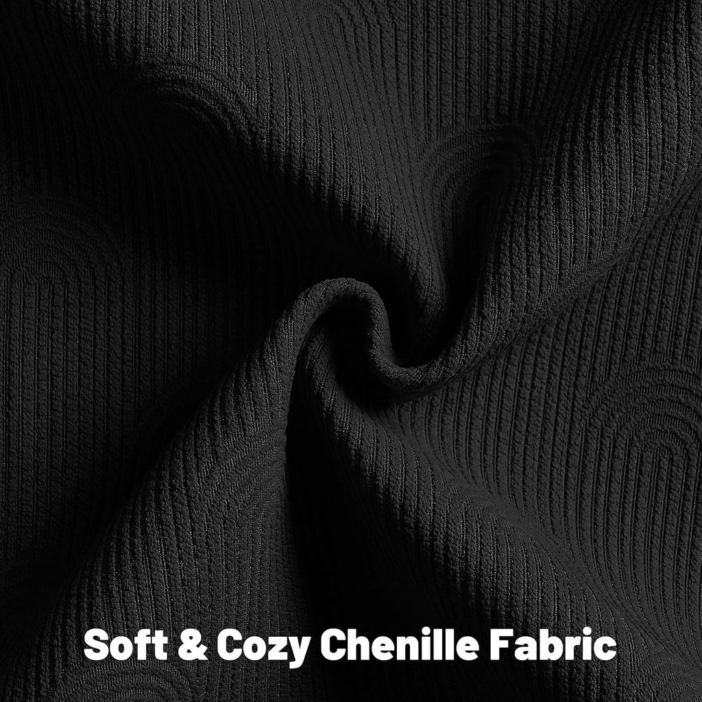 FUTEI Pack of 2 Chenille Decorative Throw Pillow Covers 22x22 Inch,Soft Cozy Striped Geometric Patterns Cushion Case,Modern Home Decor for Couch Bed Living Room,Black