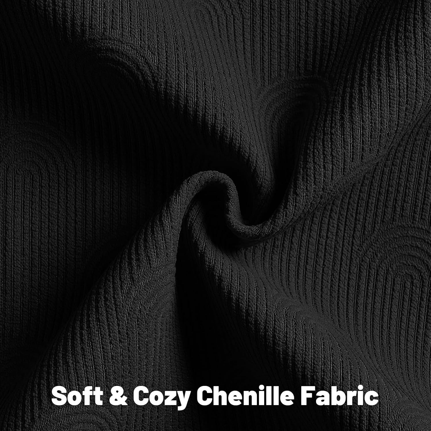 FUTEI Pack of 2 Chenille Decorative Throw Pillow Covers 22x22 Inch,Soft Cozy Striped Geometric Patterns Cushion Case,Modern Home Decor for Couch Bed Living Room,Black