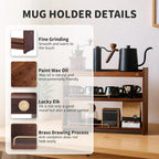 Wooden Cup Holder Walnut 3 Tier Shelf Organizer | Coffee Station Organizer, For Kitchen Home