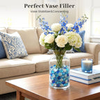 FUTUREPLUSX 1 pounds, Flat Glass Marbles, Blue Mixed Gemstone Vase Fillers Beads Decorative Glass Pebbles Floral Fish Tank Rocks for Vases Table Scatter Aquarium Decor