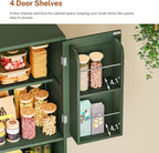 TEENFON Kitchen Pantry Cabinet with Adjustable Shelf, Tall Storage Cabinet with 2 Drawers & 4 Door Shelves, Food Pantry Cabinets, for Kitchen, Dining Room, Living Room, Green
