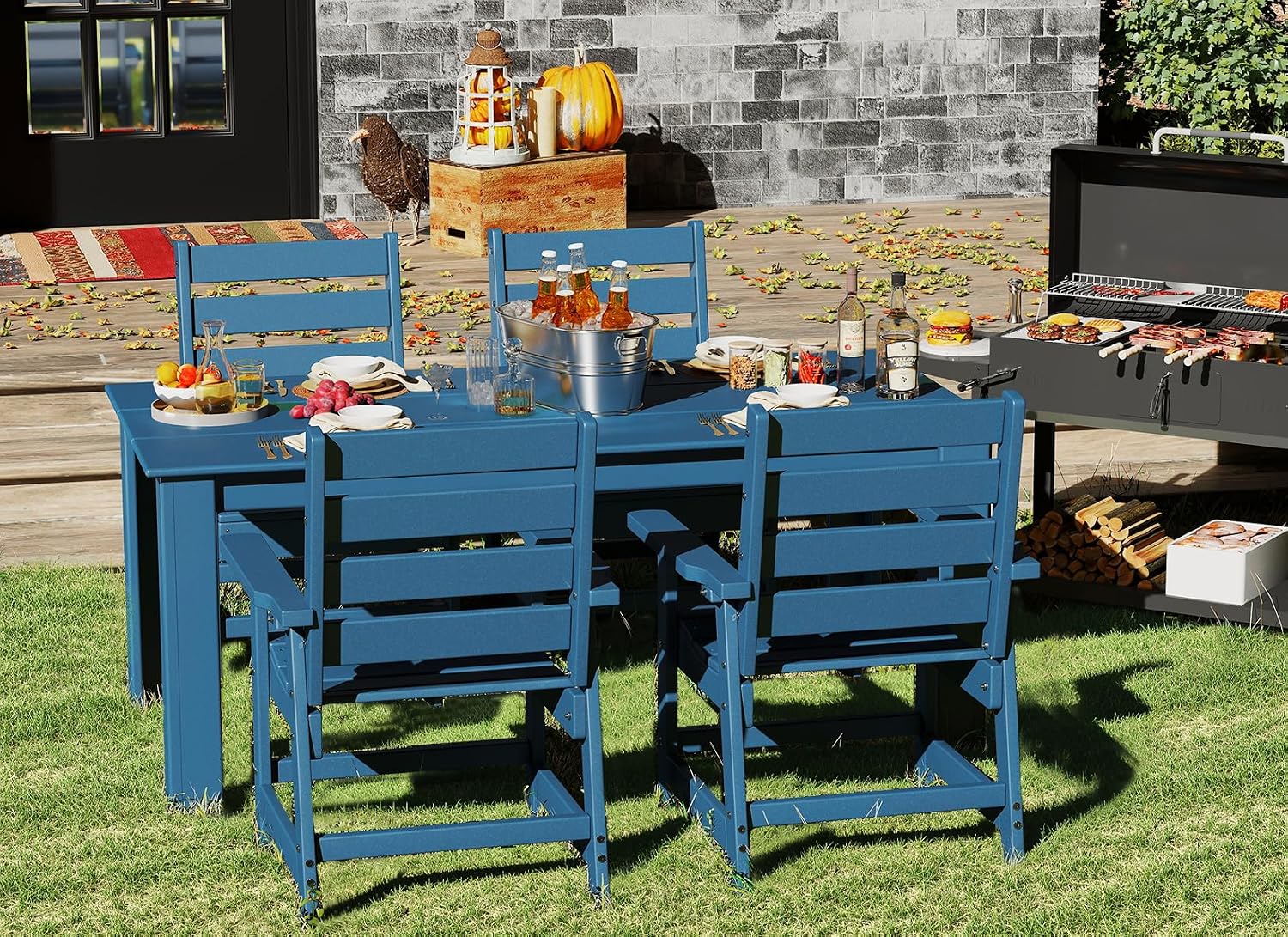 GREENVINES Outdoor Dining Chairs Set of 2 | HDPE | Patio Chair | All-Weather | Blue