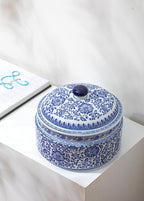 Blue and White Ginger Jar, Ceramic Chinoiserie Decorative Jars for Home, Office, Ginger Jar Vase Pocelain for Table, Living Room, Bookshelf, Mantle Fireplace, Centerpieces 6.5"