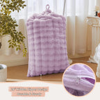 LIFEREVO Faux Rabbit Fur Stuffed Animal Bean Bag Storage (No Filler), Soft Waffle Bubble Beanbag Chair Cover for Cushion Home Decor, Furry Floor Lounger Plush Toys Organizer for Kids Girls, Lavender