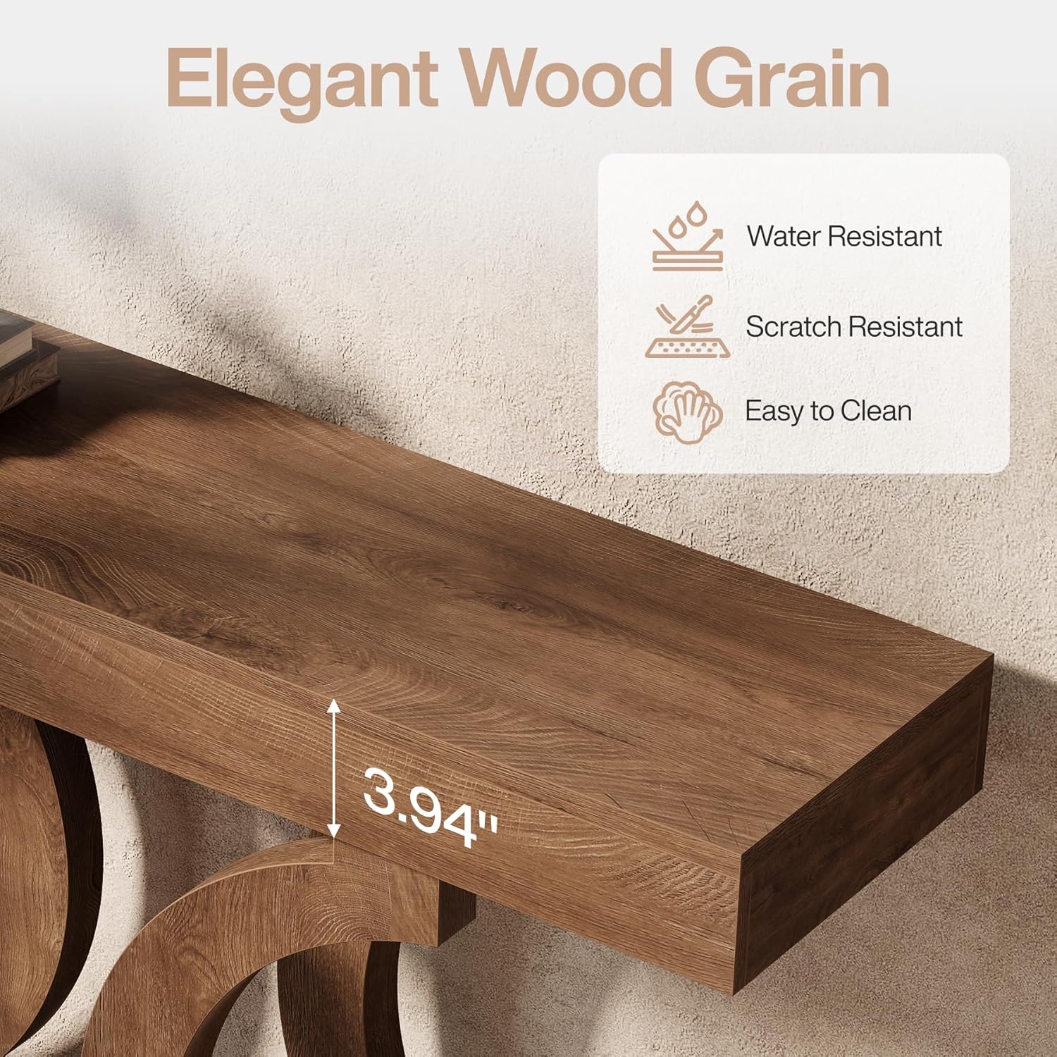 Tribesigns 43.31-Inch Farmhouse Console Table for Entryway, Unique Narrow Sofa Table Behind the Couch with Curved Legs for Living Room, Hallway, Foyer, Entrance, Rustic Brown