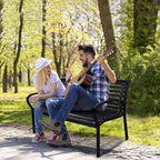 45.7in. Patio Bench Black Steel