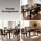 Giantex Dining Table Set for 4, Rectangular Kitchen Table Set w/4 Upholstered Chairs & Solid Rubber Wood Frame, Space-Saving Dinette Set for Small Space, Dining Room, Breakfast Nook