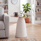 Christopher Knight Home Bruce Modern Coffee Table, Round Side Table with Glass Top and Metal Base, Living Room Sofa End Table, Brown+White