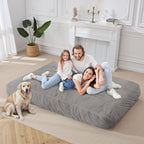 HABUTWAY Bean Bag Chair, Giant Bean Bag Chair with Washable Chenille Cover Ultra Soft, Convertible Bean Bag from Chair to Mattress, Huge Chenille Bean Bags for Adult, Couples, Family (Grey Queen)