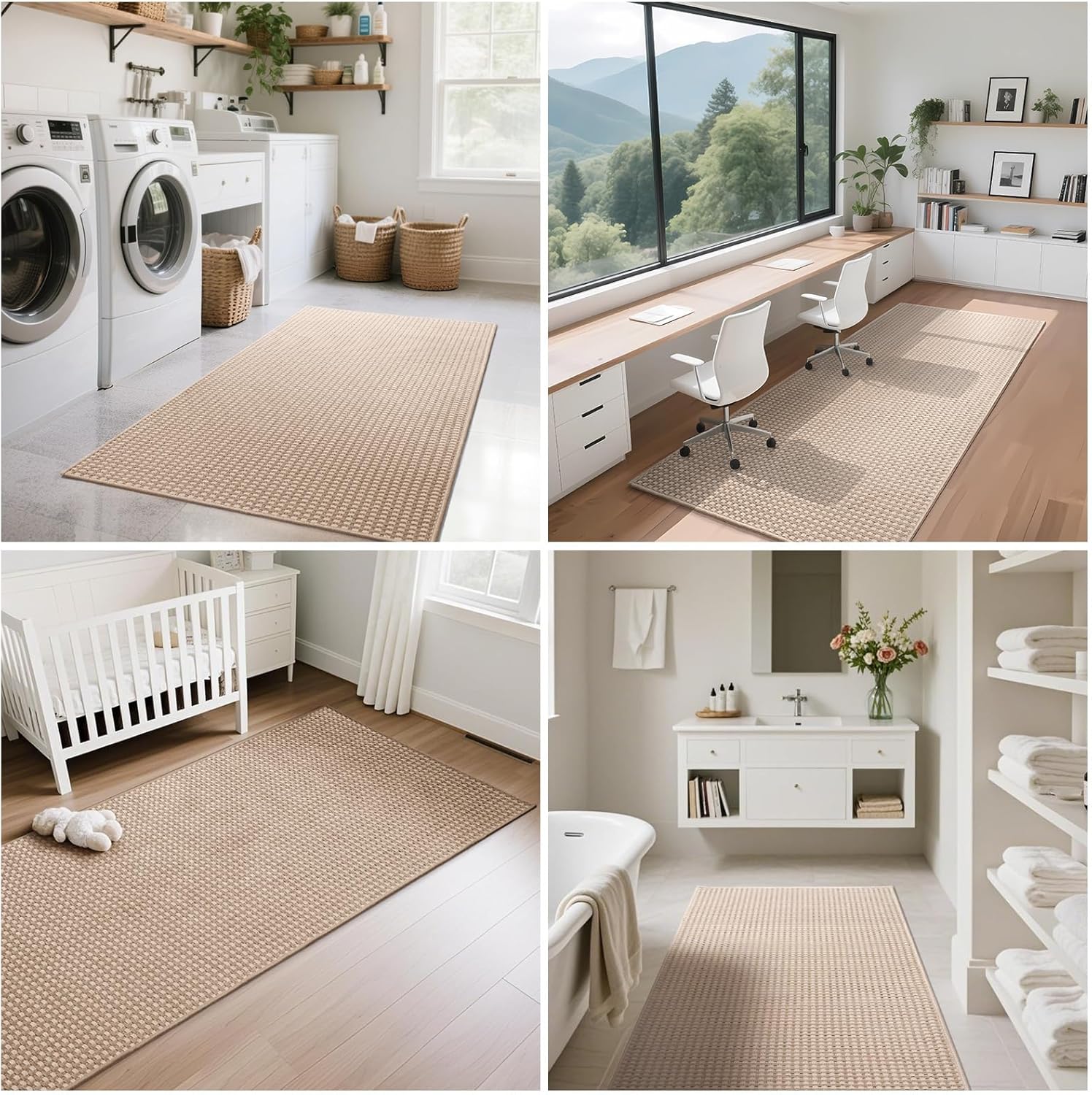YDKGL 2x6 ft Kitchen Runner Rug Mat Non Slip Boho Woven Hallway Runner Washable, Soft Long Entryway Laundry Hall Floor Runners Rugs Carpet for Indoor Backdoor Bedroom Kitchen Living Room, Brown