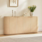 CHITA 70" Sideboard Buffet Cabinet with Storage, Fluted Cabinet with Doors and Adjustable Shelves, Media Console for Living Room, 32" H,Oak