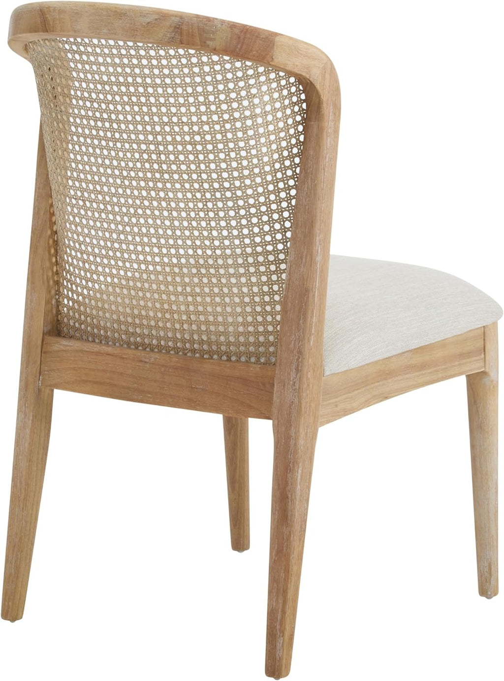 Modern Dining Chairs Set of 2, Fabric Upholstered Kitchen Chairs with Cane Webbing Back and Rubberwood Frame, Beige and Natural for Dining Room