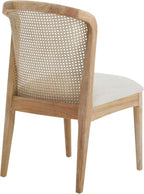 Modern Dining Chairs Set of 2, Fabric Upholstered Kitchen Chairs with Cane Webbing Back and Rubberwood Frame, Beige and Natural for Dining Room