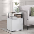 Furinno Jaya 2-Tier Side Table, White Closed Storage End Table, Night Stand, Bedside Table for Living Room, Bedroom, Home Office, Plain White/Black
