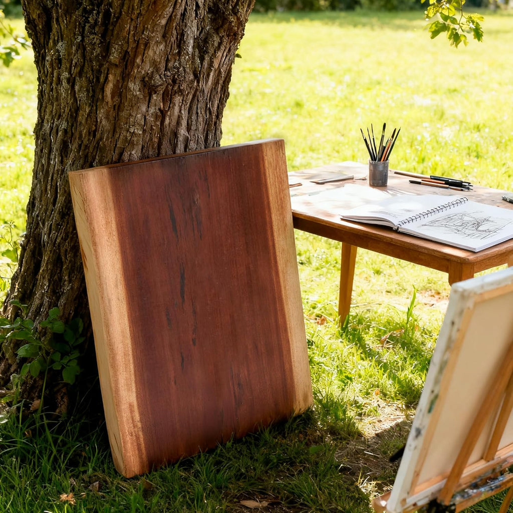 Square Teak Wood Slice Slab Side Table Top 17.7"x17.7"x1.96" Live Edge Raw Hand Crafted Root Plate Handmade Natural Wooden Board for Resin End Table Slab Untreated Wall Home Décor