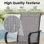 Patio Swivel Bar Stools Set of 4，All-Weather Outdoor High Bistro Stools with Textilene Fabric for Outside, Beach, Lawn, Poolside and Garden (Grey/Brown)