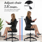 PayLessHere | Drafting Chair | Black | Tall Office Chair with Adjustable Seat Height & Footrest, Ergonomic Mesh Back, Lumbar Support, 360 Degree Swivel Rolling Wheels | for Workspaces & Home Office