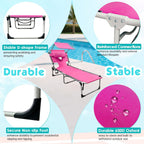 Outdoor Tanning Chair with Sun Canopy Shade & Face Hole, Folding Lounge Chair with Beach Table and Carry Bag for Poolside Sunbathing Lawn