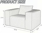 Mini Boneless Single Sofa Chair, Corduroy Cloud Couch with Pillow & Wide Armrests, High-Density Foam Reading Lounge for Living Room & Bedroom – No Assembly Required, Black