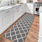 SHACOS Washable Runner Rug 20"x59" Dirt Trapping Non Slip Rubber Backing Rug Runner Floor Mats Carpet Runners for Entryway Hallway Kitchen Garage Laundry Room, Light Gray
