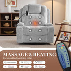 Oversized Power Rocker Recliner Chair, Swivel Glider Rocking Chair for Adults with Massage and Heat, Nursery Glider Recliner with Adjustable Headrest and Phone Stand