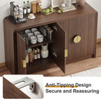 Decofy 55" Fluted Buffet Sideboard Cabinet, Modern Mid Century Console Cabinet with Adjustable Shelves & Wavy Grain Doors for Kitchen Cabinet Storage,Living Room,Entryway,Coffee Bar Cabinet (Walnut)