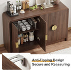 Decofy 55" Buffet Sideboard Cabinet, Mid Century Modern Console Cabinet with Wavy Grain Doors & Adjustable Shelves for Kitchen Cabinets, Living Room, Entryway, Coffee Bar Cabinet, Walnut