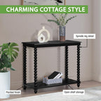 OSP Home Furnishings Elise Cottage Style Table with Spindle Legs, Open Storage Shelf, Foyer Table, Black Finish