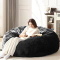 Bean Bag Chair for Adults Soft Comfy Bean Bag for Adults, Cozy Reading Chair, Large Round Bean Bag Couch, Versatile Living Room & Bedroom Chairs (Black, 5FT)