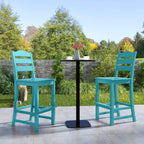 Giantex Outdoor HDPE Bar Stool, Patio Tall Bar Chair with Backrest and Footrest, 30 Inches Counter Height Barstools for Garden, Backyard, Weather Resistance, Easy Maintenance(2, Turquoise)