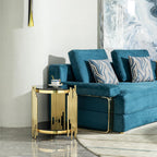 Luxury Gold Round Glass End Table, 17.7" Modern Side Table with Stainless Steel Irregular Leg Black Tempered Glass Tabletop, Accent Furniture for Living Room, Black