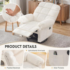 Korser 360° Swivel Rocker Recliner Chair, Rocking Chair Nursery with Massage and Heat, Small Recliners for Small Space, Manual Reclining Chair with Cozy Chenille Fabric, Side Pockets for Living Room