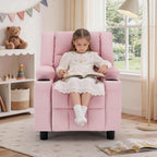 Korser Kids Recliner Chair, Toddler Recliners with Adjustable Push Back Design, Kids Recliner Sofa with Cup Holder, Footrest & Side Pockets for Boys Girls Room. (Pink, 110 lbs Capacity)