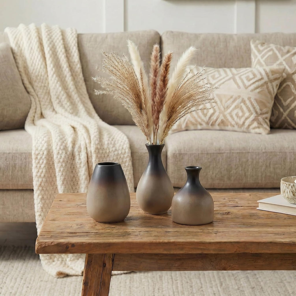 Ceramic Bud Vases, Rustic Small Vase Set of 11, Mini Pottery Vases for Flowers, Modern Farmhouse Home Decor, Clay Vases for Wedding Centerpiece, Shelf and Dinning Table Decoration