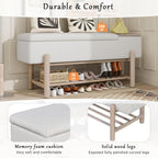 RUNNA Farmhouse Upholstered Storage Bench with Hidden Compartment, Modern Entryway Bench for Living Room,Entryway,and Hallways (Natural#14)