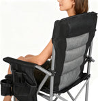 Extra Tall Folding Chairs for Adults 330lbs, Portable Bar Height Foldable Director Chairs for Camping Outside, Comfortable with Makeup Pocket, High Back and Footrest, Black