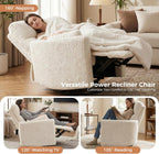 HUSFU Power Swivel Rocker Recliner Chair, Nursery Glider Rocking Chair for Adults with Nightlight and USB & Type-C Ports, Comfy Plush Recliner Chairs for Living Room, Bedroom, Cream