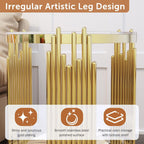 Luxury Gold Round Glass End Table Set of 2, 19.7" Modern Side Table with Stainless Steel Irregular Leg Clear Tempered Glass Tabletop, Accent Furniture for Living Room, Clear