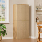 72" Tall Kitchen Pantry Modern Fluted Wood Storage Cabinet with Doors,6 Door Shelves, Organizer, Versatile Cupboard for Kitchen, Dining, Oak,30''W x 15.75''D x 72''H.