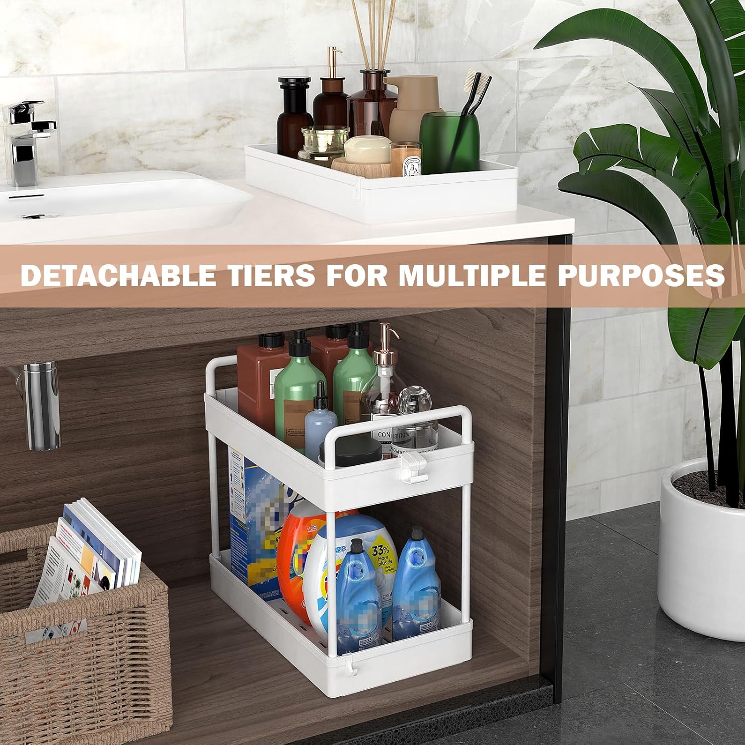 Ronlap 3 Tier Slim Rolling Storage Cart with Wheels Plastic Utility Cart Organizer for Snack Craft Art Postpartum Baby Diaper Nail Makeup in Bathroom Laundry Room Kitchen Bedside Narrow Space, White