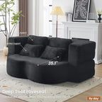 Convertible Folding Sofa Bed, 78” Full Size Loveseat Sleeper Sofa, Chenille Foldable Boneless Floor Couch with 4 Pillows for Guest Living Room Bedroom, No Assembly Required (Black)