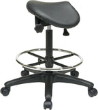 Office Star Drafting Backless Stool with Saddle Seat, Foot Ring, Adjustable Seat Angle and Pneumatic Height Adjustment, Black Vinyl