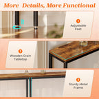 SUPERJARE 102.4 Inch Sofa Table with Power Outlets and USB-C Port, 5.9 Inch Narrow Console Tables, Entryway Hallway Couch Tables with Storage, Behind Sofa, Small Spaces, Living Room, Rusitc Brown