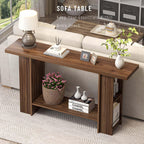 FOLUBAN Entryway Table, Modern Wood Console Table with Bottom & Side Storage Shelves, 2 Tier Sofa Table Behind Couch for Living Room, Long Hallway Table for Home Decor, 53 Inch, Walnut